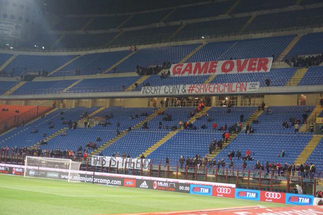 Curva Sud called for a walkout protest leaving the San Siro almost deserted 